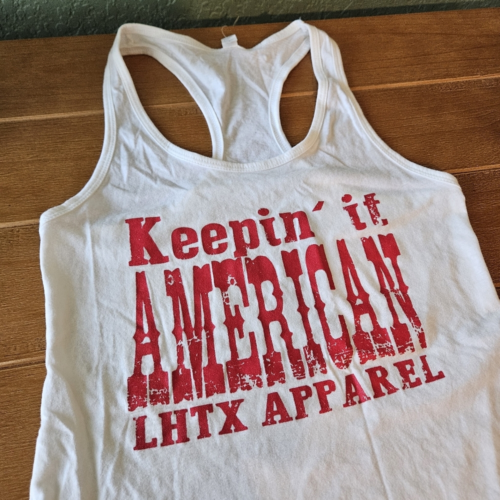 NWT,- Womens Keepin' it American Racer Back Tank Top Size Small
